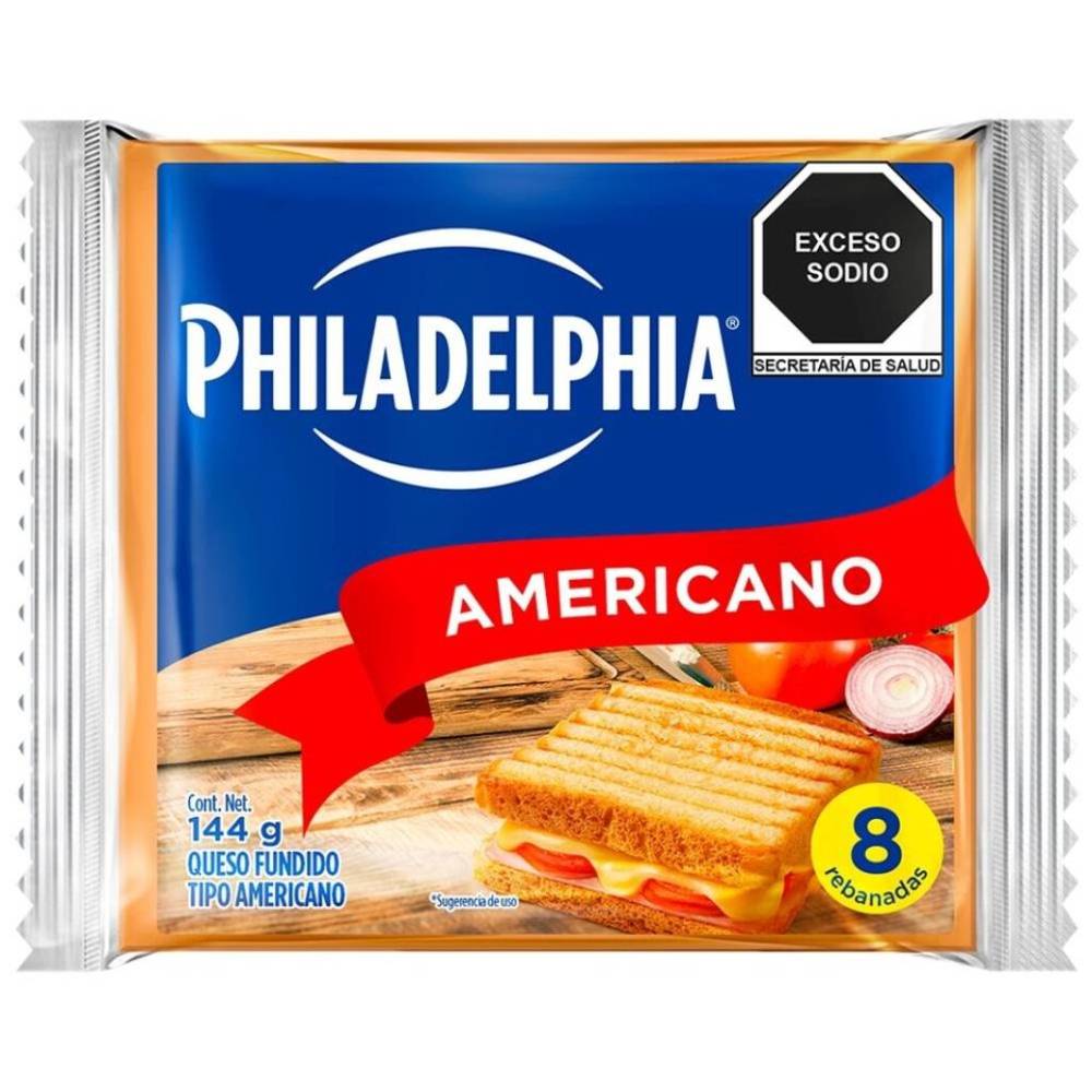 Philadelphia queso tipo americano (8 un)