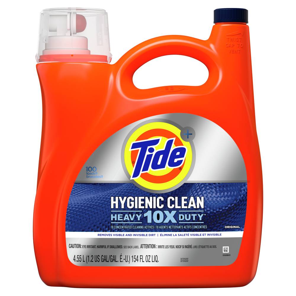 Tide Hygienic Clean Heavy 10x Duty Liquid Laundry Detergent 100 Loads - Original Scent, 154 fl oz