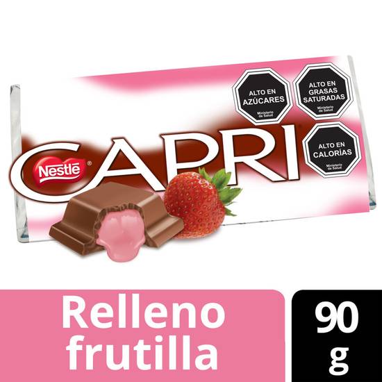 Capri nestlé chocolate relleno salsa frutilla (barra 90 g)