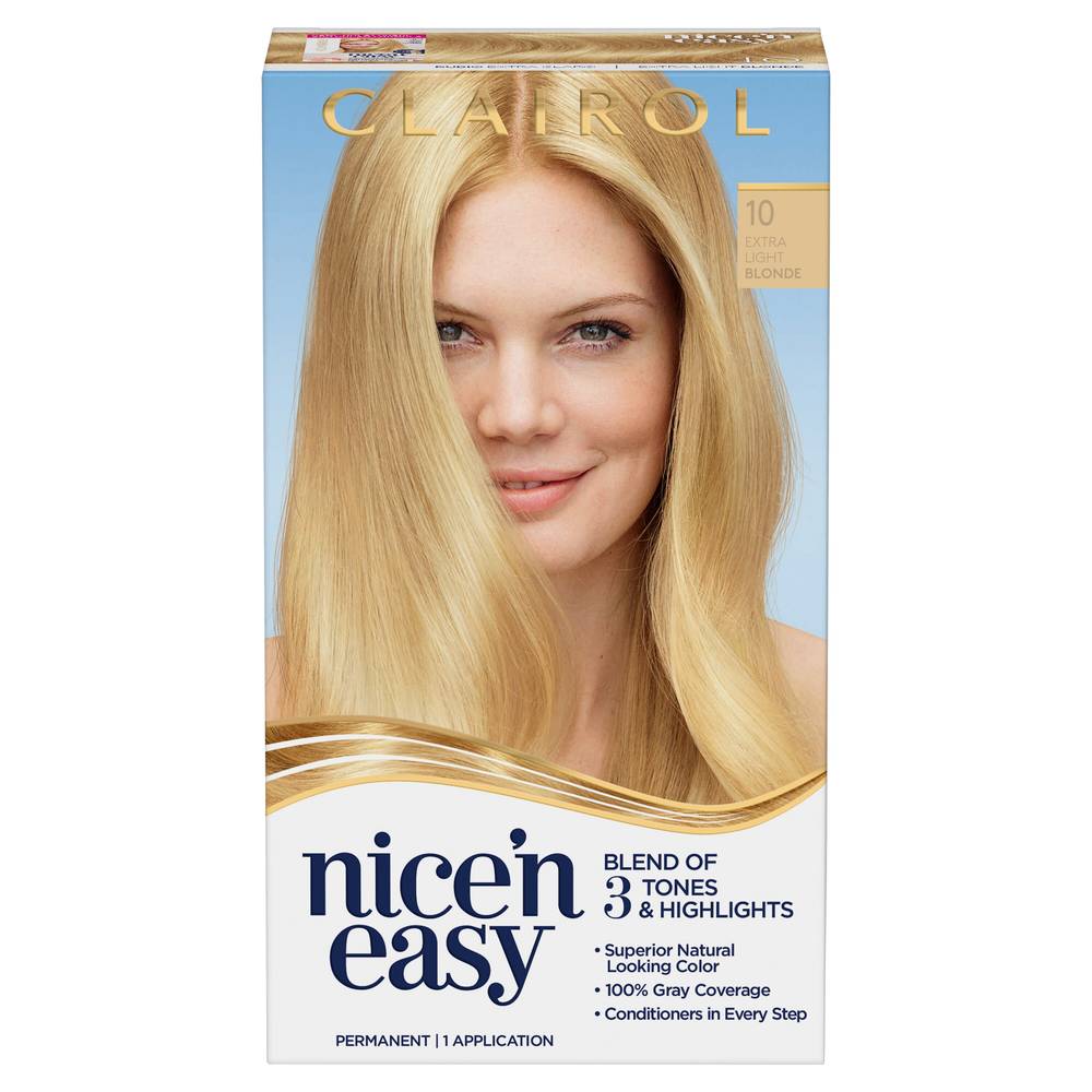 Clairol Nice'n Easy Permanent Hair Color, 10 Extra Light Blonde