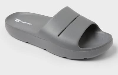 All In Motion Archie Recovery Slide Open Toe Slip on Sandals, 11, Gray