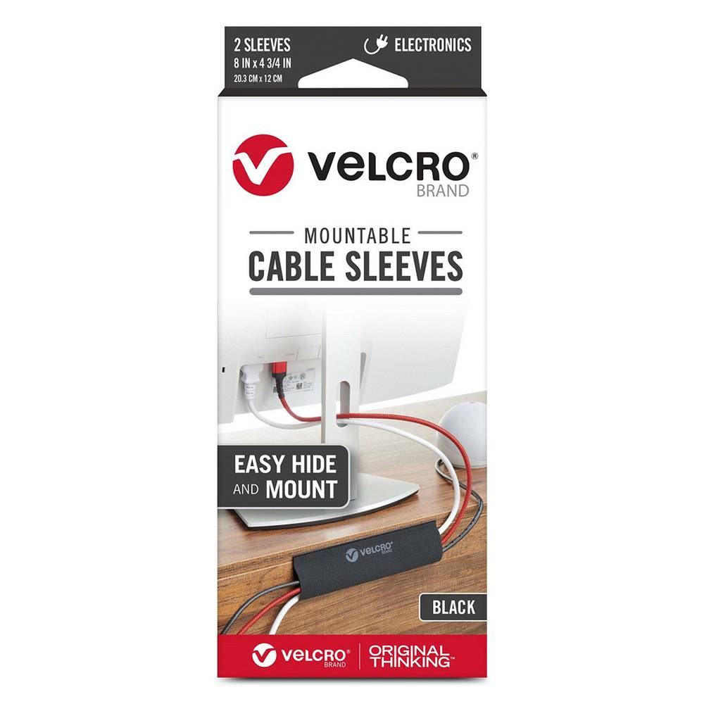 Velcro fundas para cables montables (2 un) (Negro)