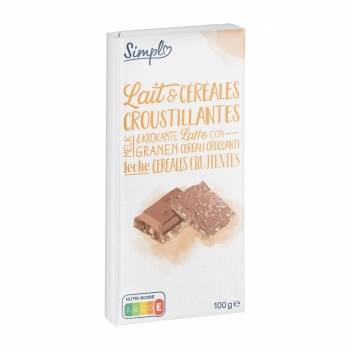 Chocolate extrafino con leche y cereales crujientes 100 g.