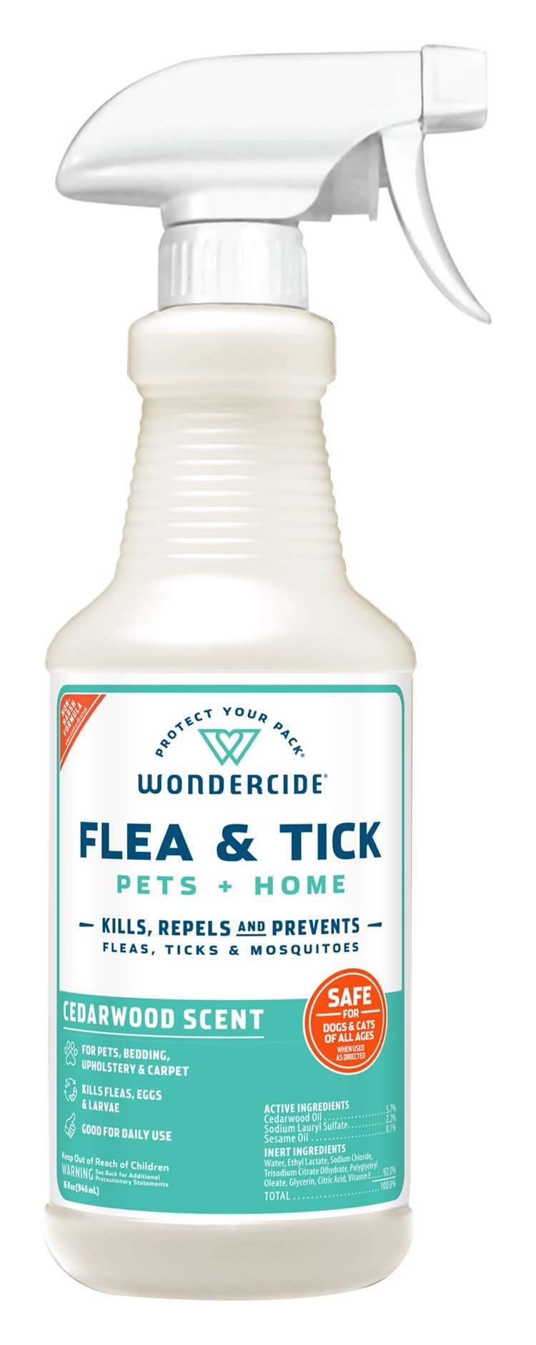 Wondercide Natural Home and Pet Flea & Tick Spray for Dogs and Cats, Cedarwood Scent, 16oz (Size: 16 Fl Oz)