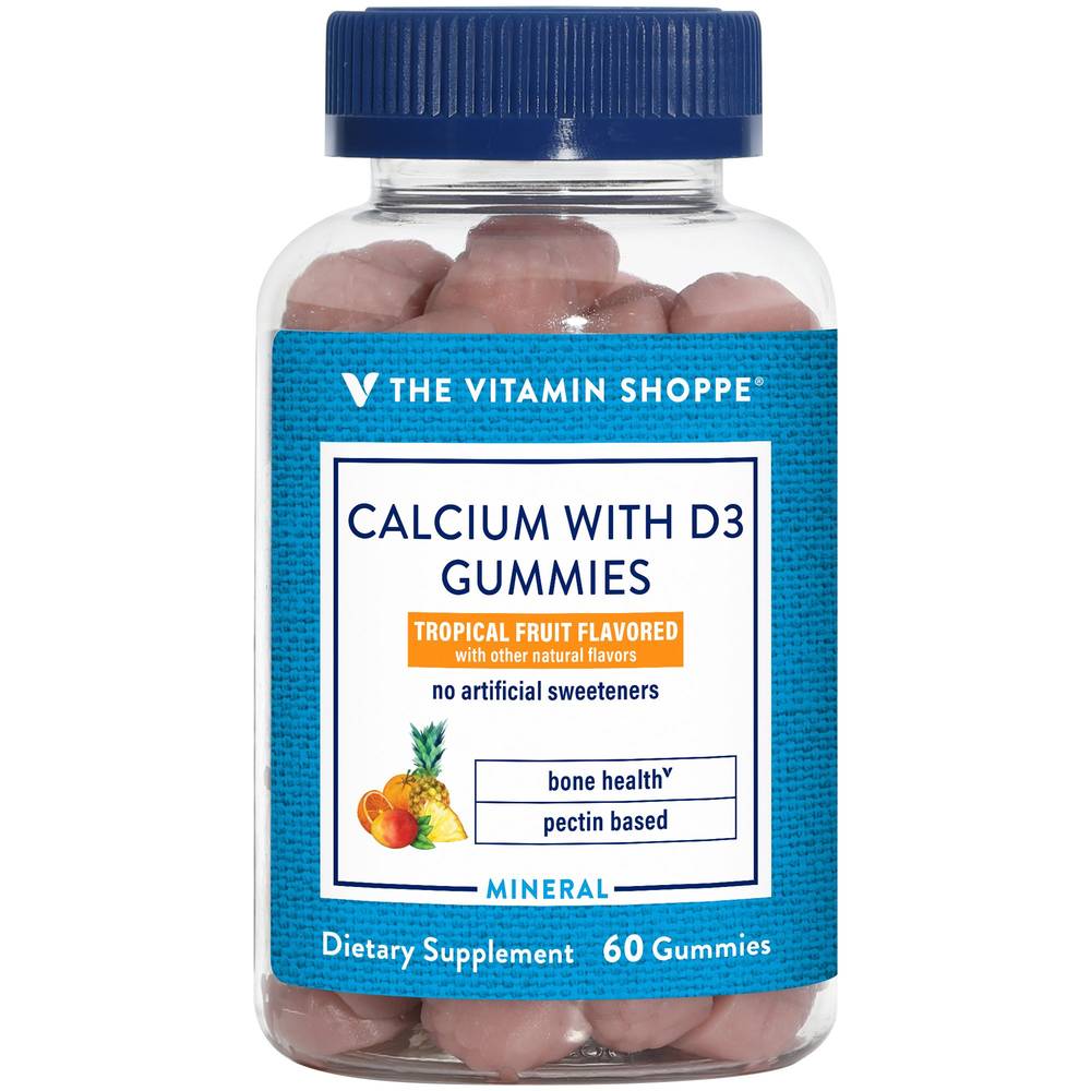 Calcium With Vitamin D3 Gummies - Bone Health - Tropical Fruit (60 Gummies)