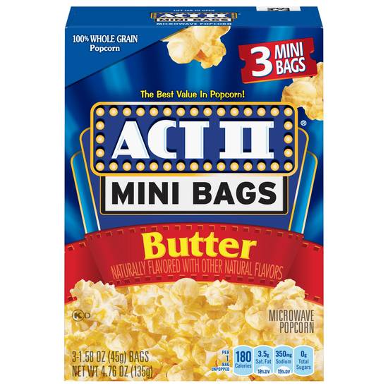 Act Ii Mini Bags Butter Microwave Popcorn (3 ct)