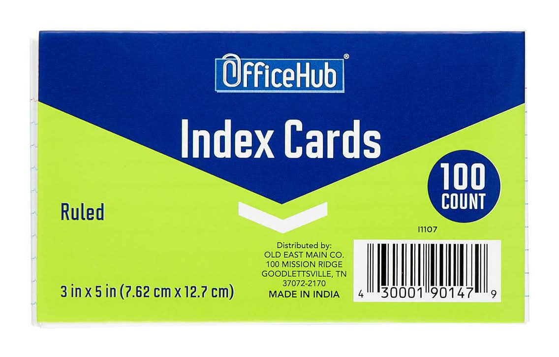 Officehub Ruled Index Cards 3 In X 5 In 100 Ct
