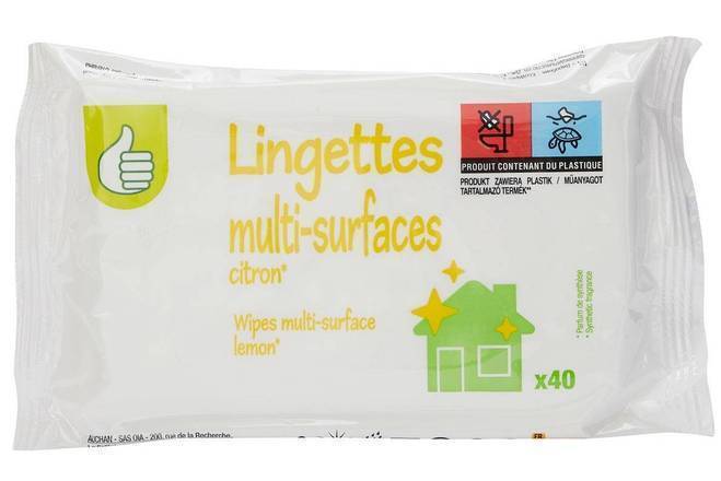 Lingettes multi surfaces Auchan Pouce x40