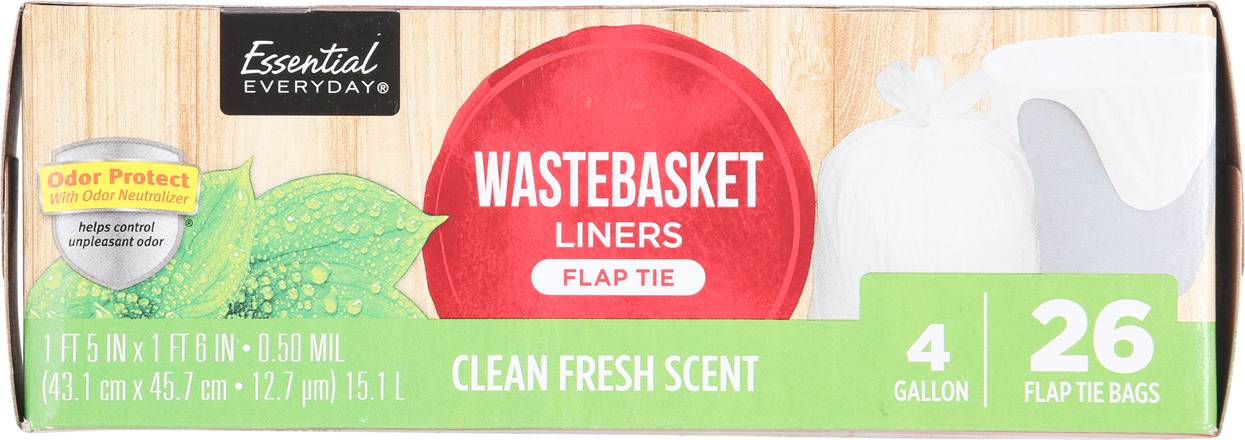 Essential Everyday 4 Gal Fresh Scent Flap Tie Wastebasket Liners (26 ct), Delivery Near You