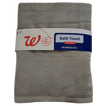 Complete Home 100% Cotton Bath Towel, 52" x 30", Grey