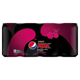 Pepsi Max Cherry No Sugar Cola Can 8 x 330ml