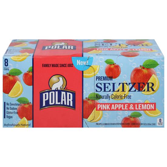 Polar Pink Apple & Lemon Premium Seltzer (8 ct, 12 fl oz)
