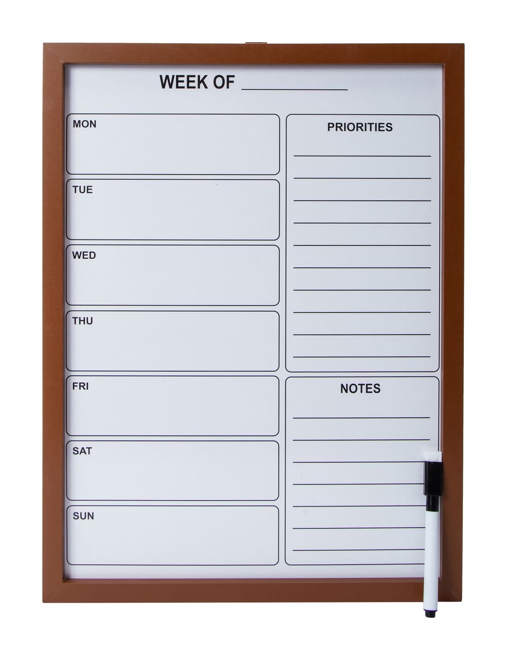 Framed Dry Erase Board 12in X 16in Brown