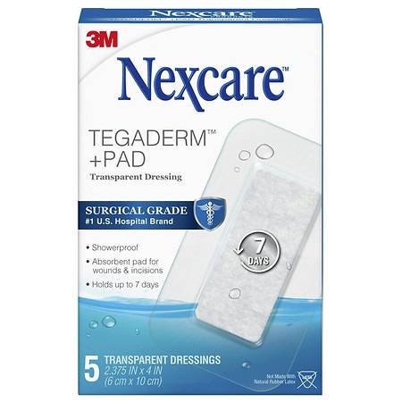 Nexcare 2.375 in X 4 in Tegaderm +Pad Transparent Dressings (5 ct)