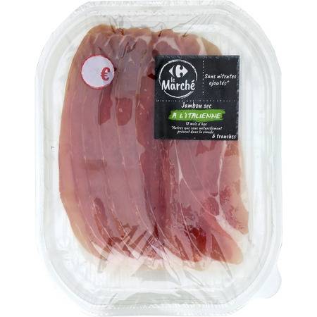 Jambon sec à l'italienne Carrefour Le Marché - la barquette de 6 tranches - 90g