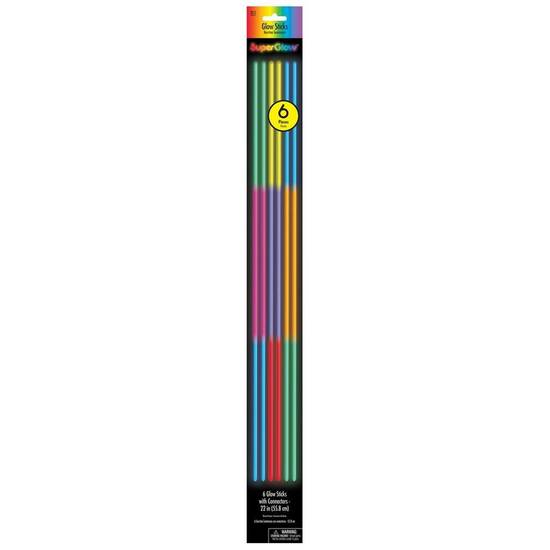 Tri-Color Glow Sticks with Connectors, 22in, 6ct - SuperGlowae