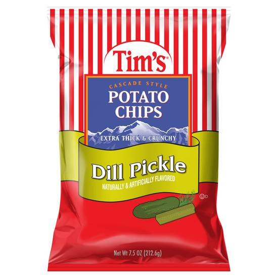 Tims Dill Pickle Flavored Cascade Style Potato Chips (7.5 oz)