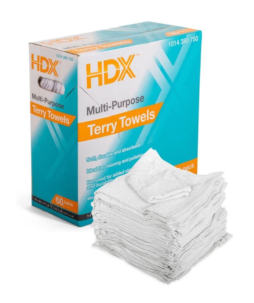 Hdx 14 In. X 17 In. Multi-Purpose Terry Towel (60-Pack)