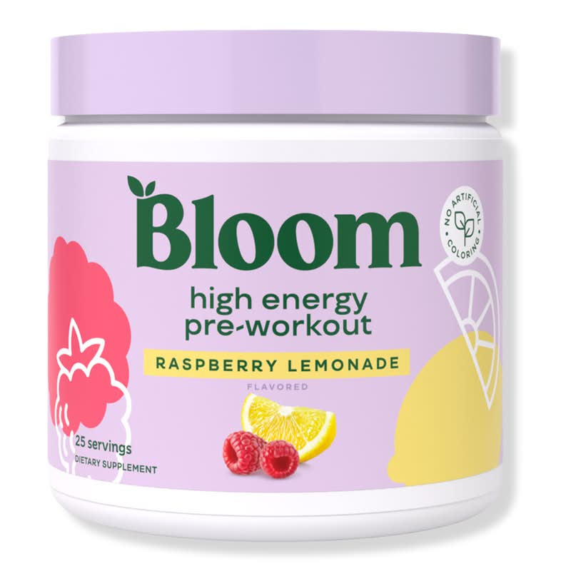Bloom High Energy Pre-Workout Raspberry Lemonade Supplement Powder