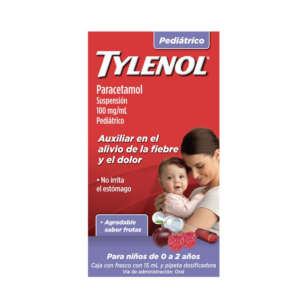 Tylenol paracetamol suspensión pediátrica 100 mg/ml (frasco 15 ml)