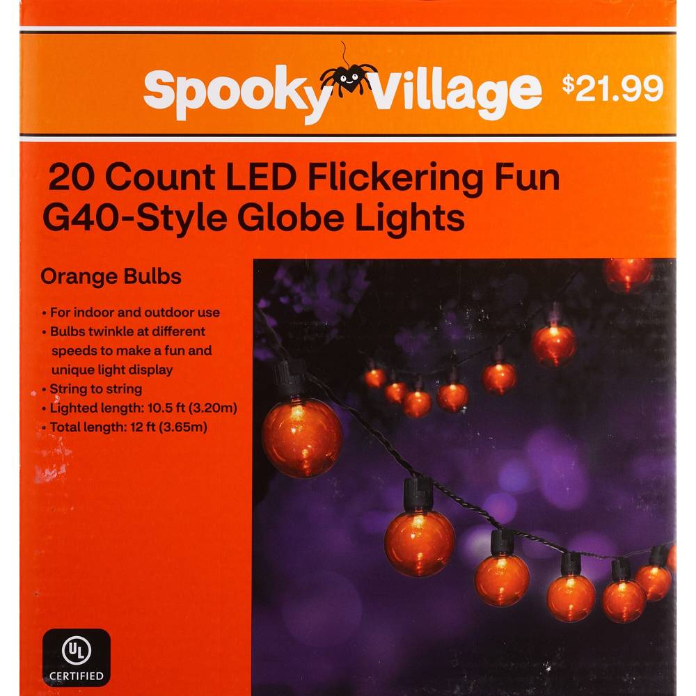 Spooky Village LED Globe Flickering Light Set, 20 ct