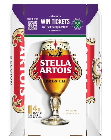 Stella Artois Belgium Premium Lager Beer Cans (4 x 568ml)