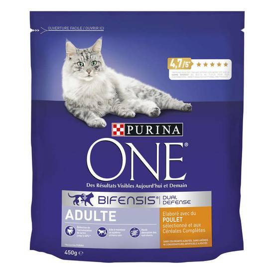 Purina One  Croquettes pour chat - Bifensis - Poulet et céréales complètes 450g