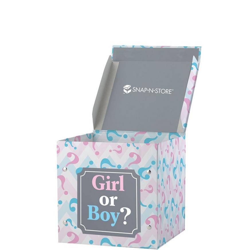 Small Pink Blue Gender Reveal Box, 11.5in