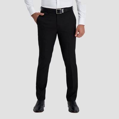 Haggar H26 Men's Stretch Slim Fit Dress Pants - Black 38x30: Lightweight Polyester, Mid Rise, Skinny Leg, Machine Washable