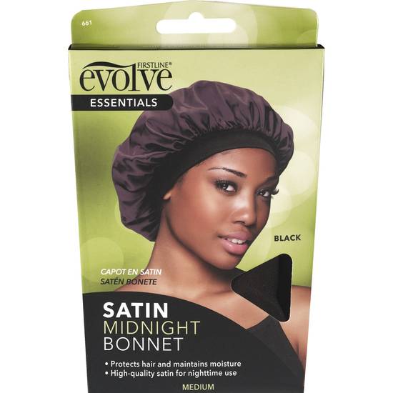 Firstline Evolve Essentials Satin Midnight Bonnet, Black