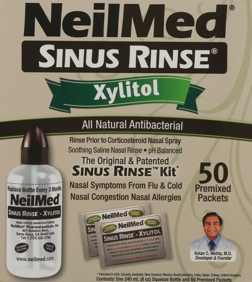NeilMed Sinus Rinse Xylitol Kit With Refill Packets (9.6 oz)