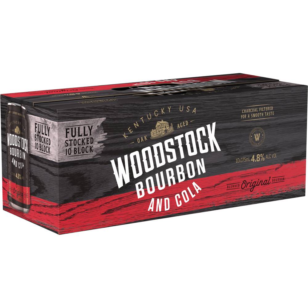 Woodstock Bourbon & Cola 4.8% Can 375mL (10Pack) X 10 Pack