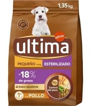 Pienso esterilizado de pollo para perro mini adulto Ultima 1,35 kg.
