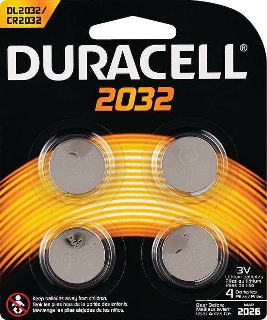 Duracell 2032 3V Lithium Coin Battery, 4/Pack