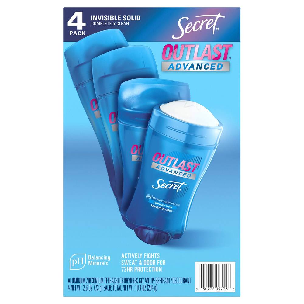 Secret Outlast Advanced Antiperspirant Deodorant 2.6 oz, 4-pack