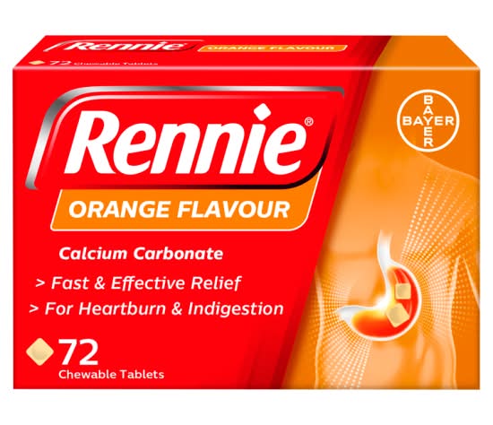 Rennie Orange, Calcium Carbonate Chewable Tablets (72 pack)
