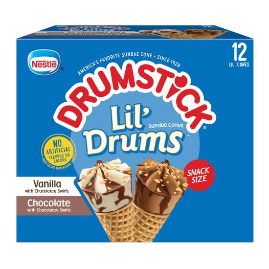 Nestlé Drumstick Lil' Drums Vanilla & Chocolate Sundae Cones (12 ct)