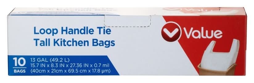 Value Handle Tie Tall Kitchen Bags 13 Gallon, Spring Meadow (10 ct)