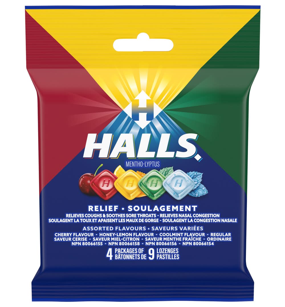 Halls pastilles contre la toux assorties (4 un) - mentho-lyptus cough tablets assorted (4 x 9 units)