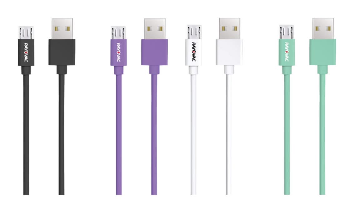 Rayovac Fusion Micro Usb Cable, 6 ft, Assorted