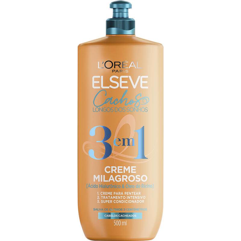 L’oréal paris creme milagroso para pentear 3 em 1 elseve cachos longos dos sonhos (500ml)