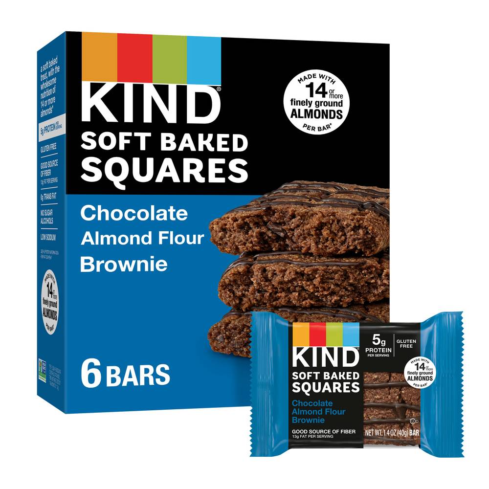 Kind Squares Soft Baked Chocolate Almond Flour Protein Bars (brownie) (6 ct)