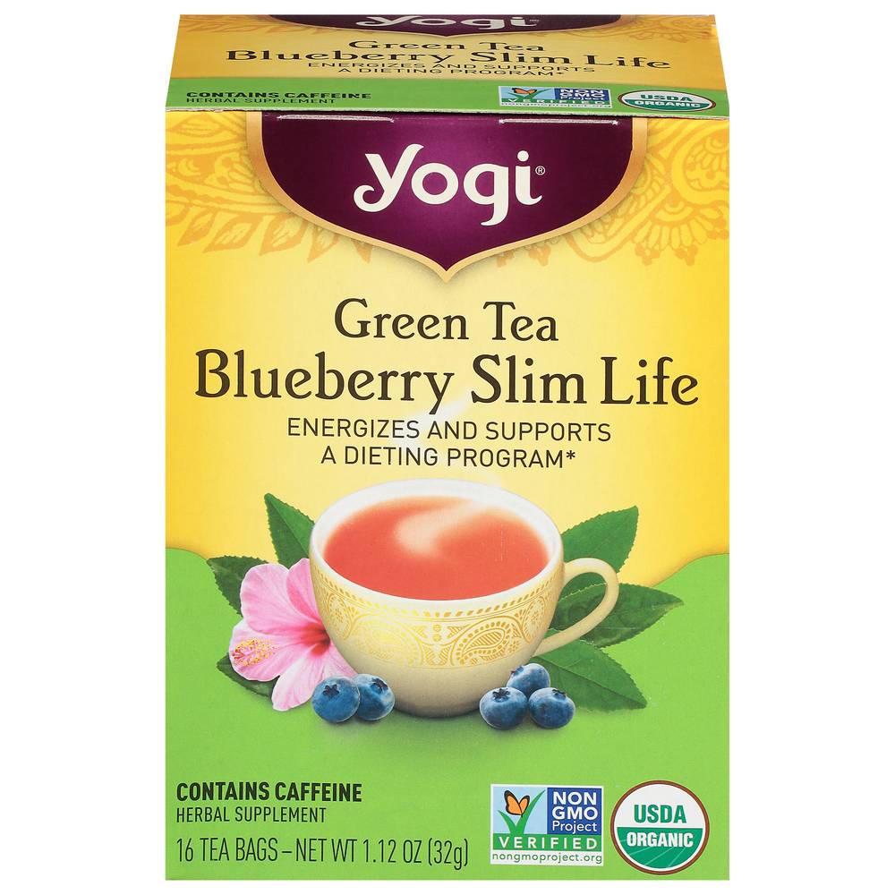 Yogi Slim Life Herbal Supplement Green Tea, Tangarine (1.2 oz, 16 ct)