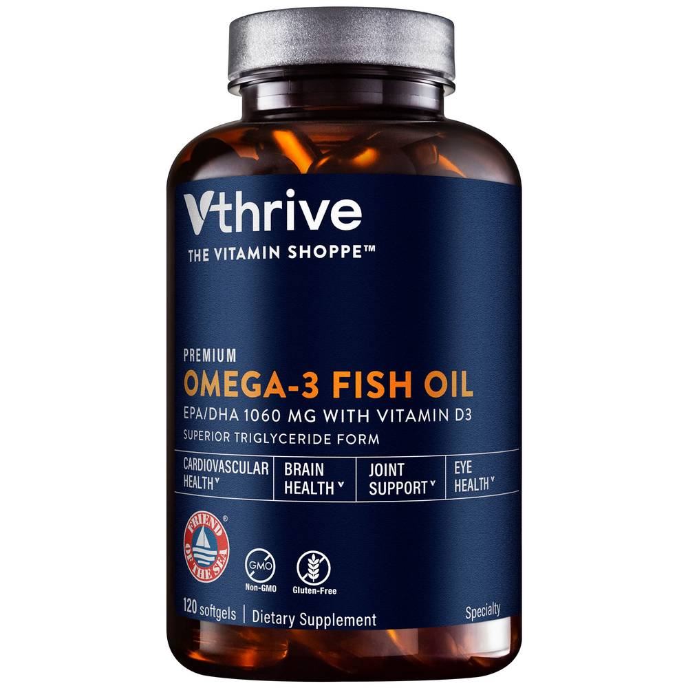 Premium Omega-3 Fish Oil With Vitamin D3 - 1,060 Epa/Dha (120 Softgels)