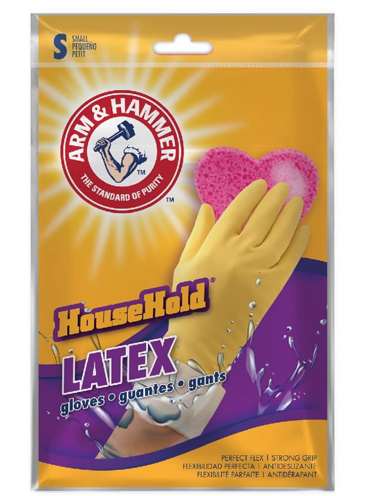 Arm & Hammer Medium Embossed -Grip Latex Reusable cleaning gloves 1 -Pairs
