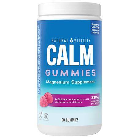 Natural Vitality Calm Anti-Stress Gummies, Raspberry-Lemon, Gluten Free (60 ct)