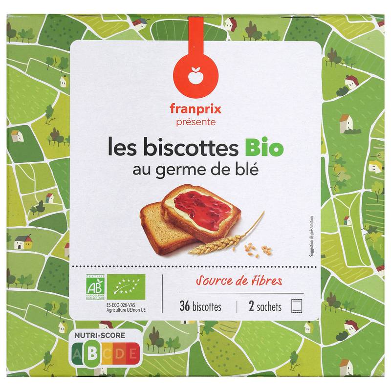 Biscottes aux germes de blé Bio franprix bio 300g