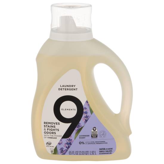 9 Elements Natural Laundry Detergent Liquid Soap, Lavender Scent, Vinegar Powered, 65 fl Oz, 1 Count