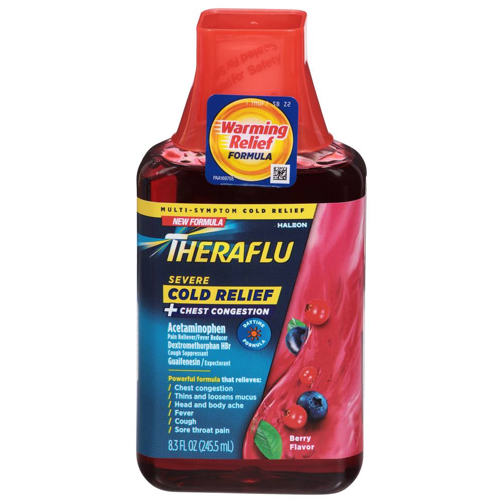 Theraflu Sever Cold Chest Congestion Day Syrup, Berry (8.3 fl oz)