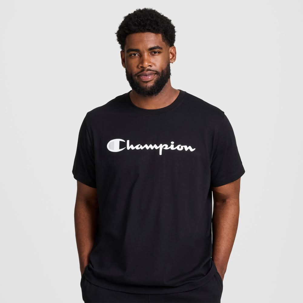 Champion Script T Shirt, Men, XL, Black